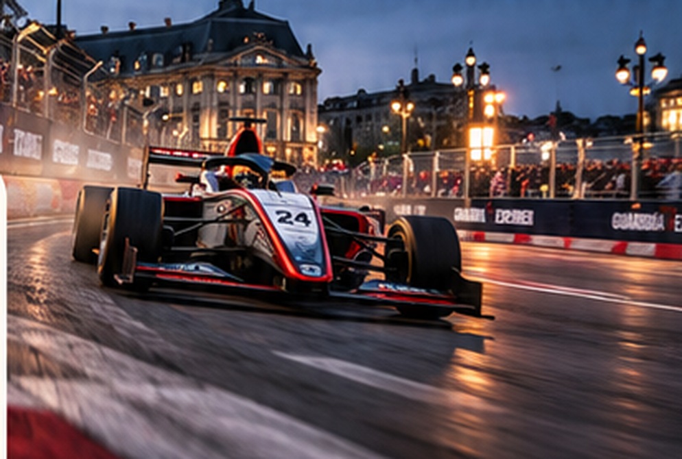 Monoplace sur un circuit urbain en soiree